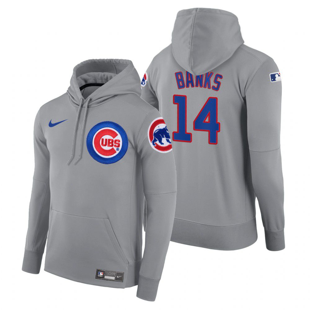 Men Chicago Cubs 14 Banks gray road hoodie 2021 MLB Nike Jerseys